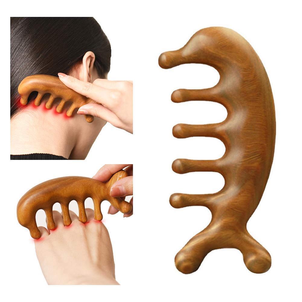 Wooden Massage Comb Face Scalp Gua Sha Massager Scraping