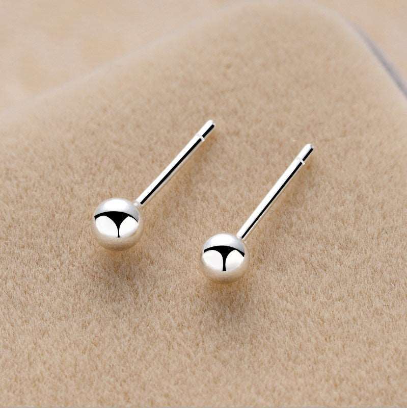 2 Pairs of S925 Silver Earrings Girl's Earrings Men's Earrings Round Ball Earrings Studs