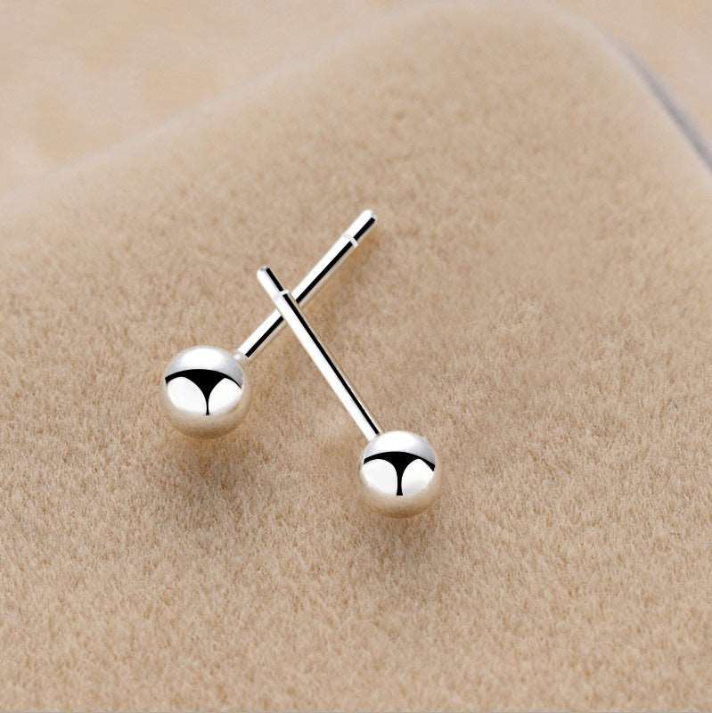 2 Pairs of S925 Silver Earrings Girl's Earrings Men's Earrings Round Ball Earrings Studs