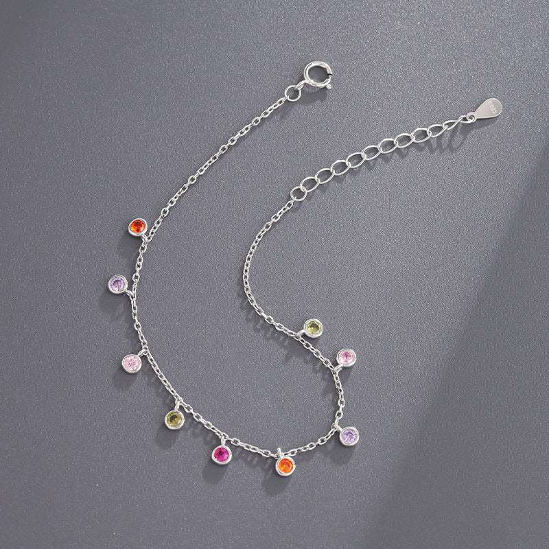 Bohemian Colored Diamond Bracelet for Women S925 Silver Sterling