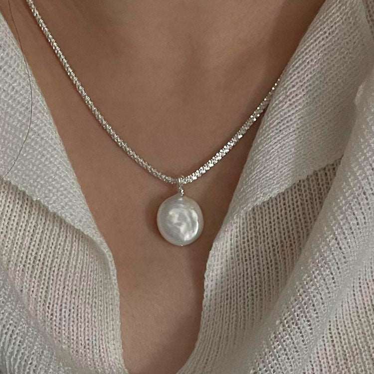 Baroque Pearl Pendent S925 Silver Sterling Necklace for Women