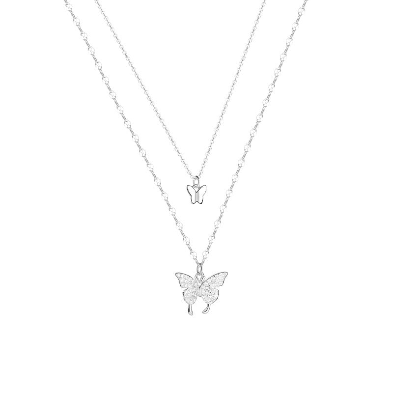 S925 Silver Sterling Shinny Butterfly Necklace for Women