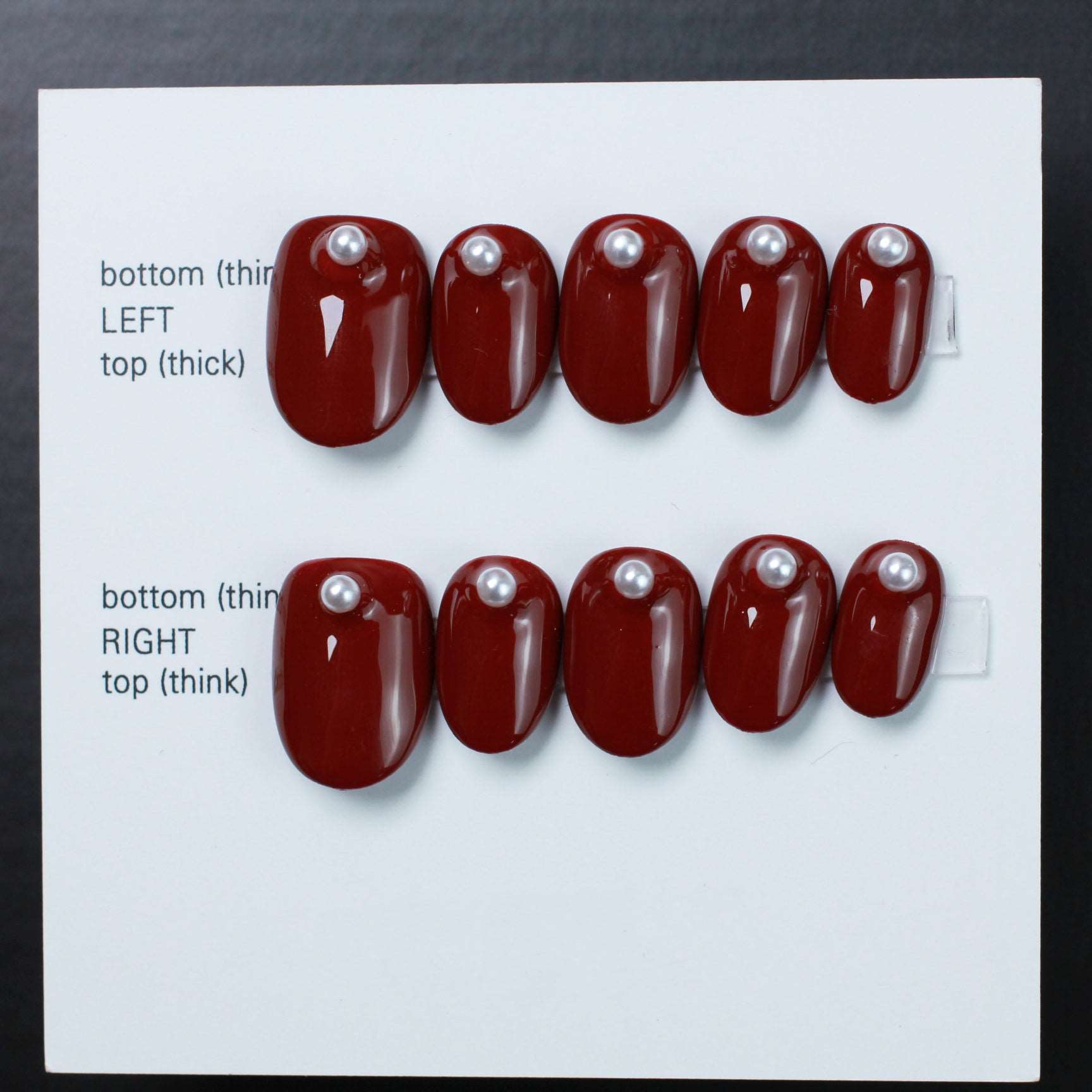 1 Pack Red Rose Pearl Short False Nails