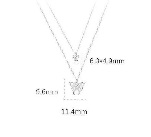 S925 Silver Sterling Shinny Butterfly Necklace for Women