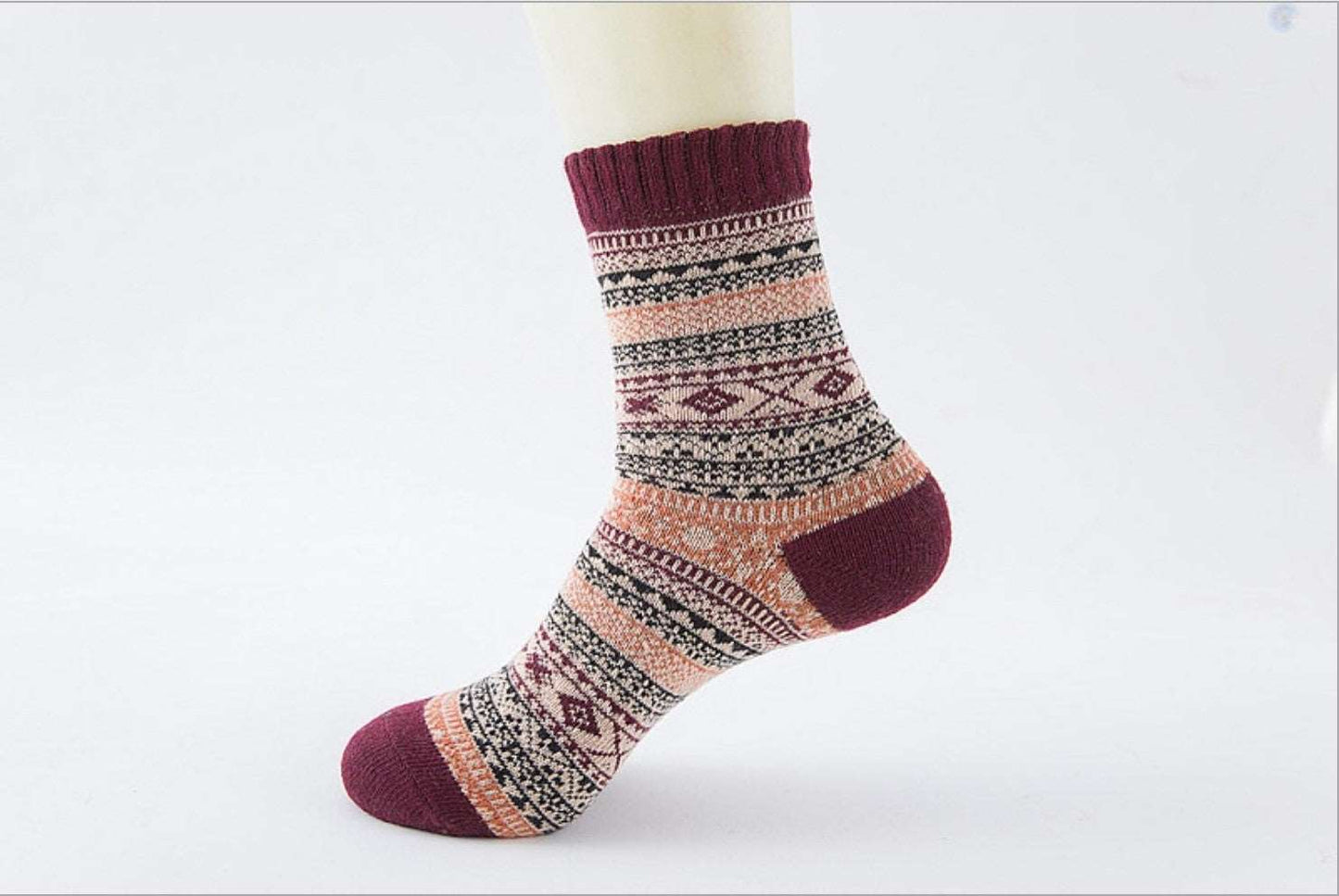 Autumn Winter Women Men's Socks Thicken Sheep's Wool Socks Warm Retro Style Colorful Ethnic Style Fashion Breathable Man Socks