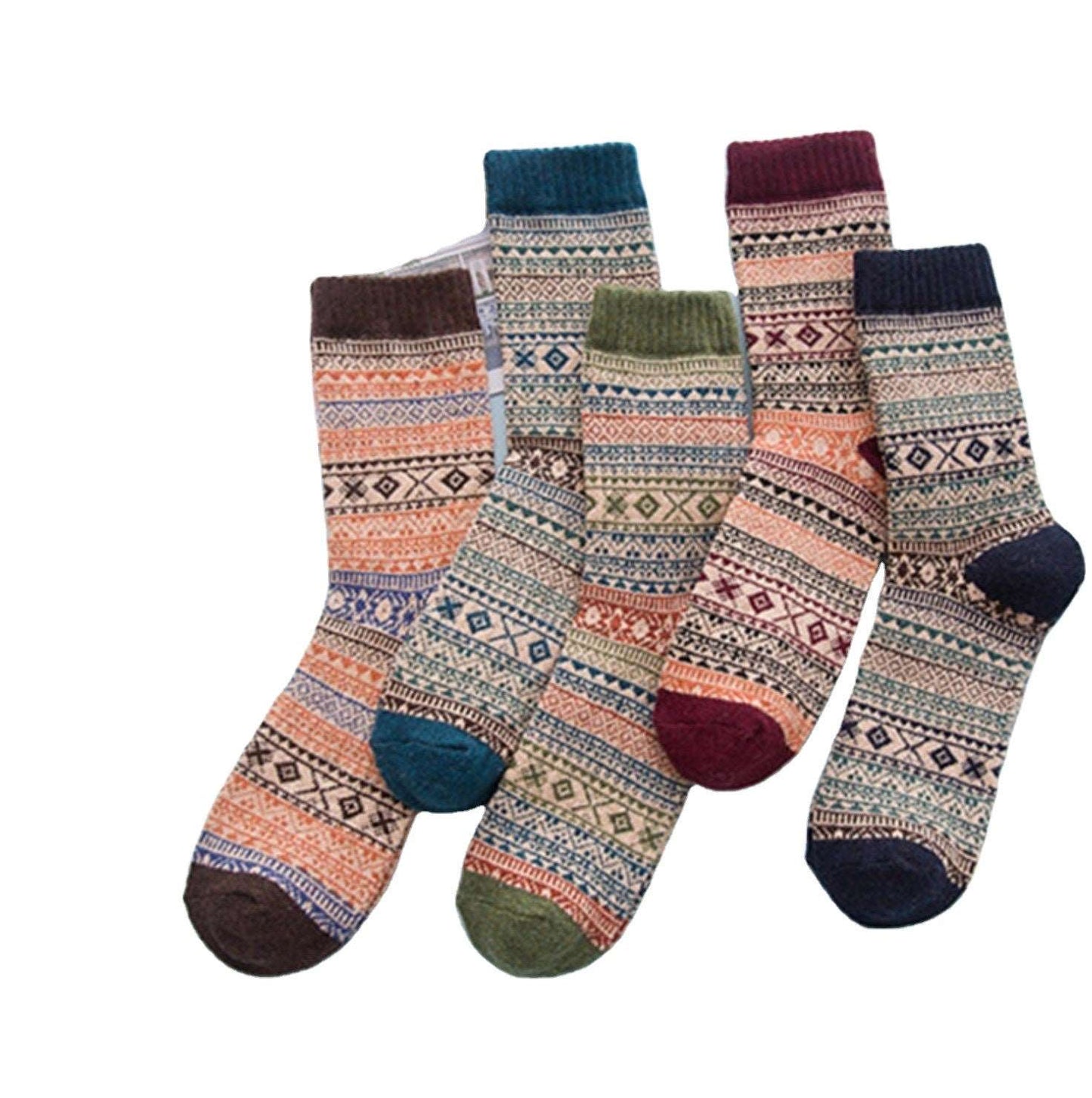 Autumn Winter Women Men's Socks Thicken Sheep's Wool Socks Warm Retro Style Colorful Ethnic Style Fashion Breathable Man Socks