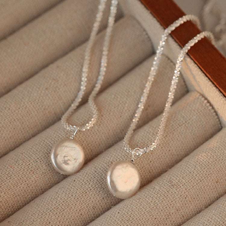 Baroque Pearl Pendent S925 Silver Sterling Necklace for Women