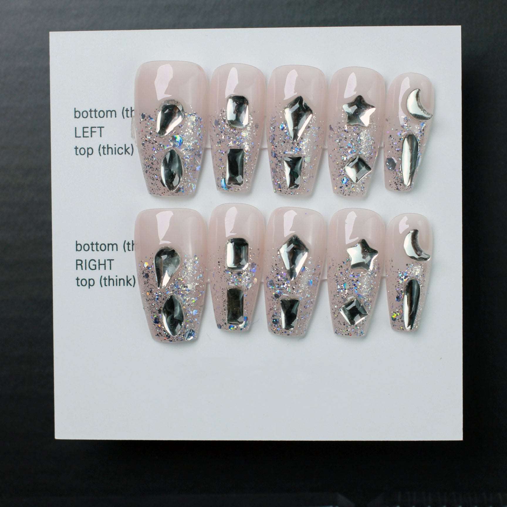 1 Pack Shiny Star Medium False Nails