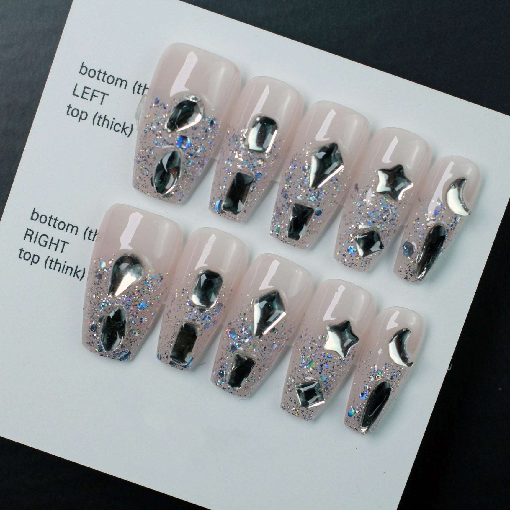 1 Pack Shiny Star Medium False Nails