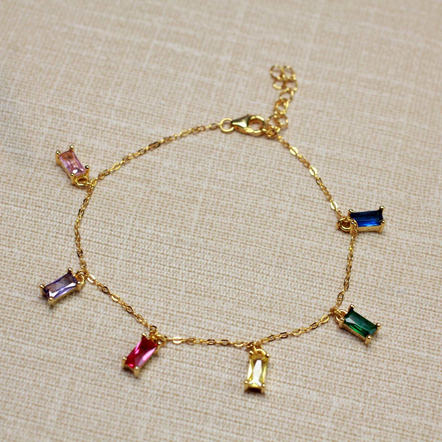 1 Pack 925 Sterling Silver Colorful Zircon Rainbow Bracelet Fashion Women European Party Fine Jewelry