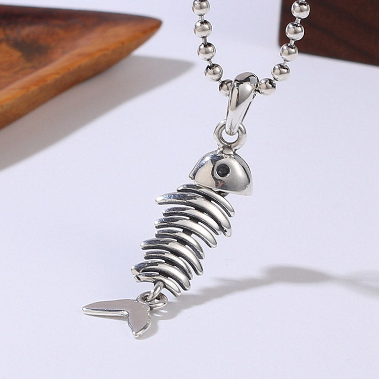 Handcrafted Fish Bone S925 Sterling Silver Pendant