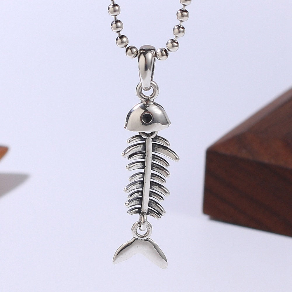 Handcrafted Fish Bone S925 Sterling Silver Pendant