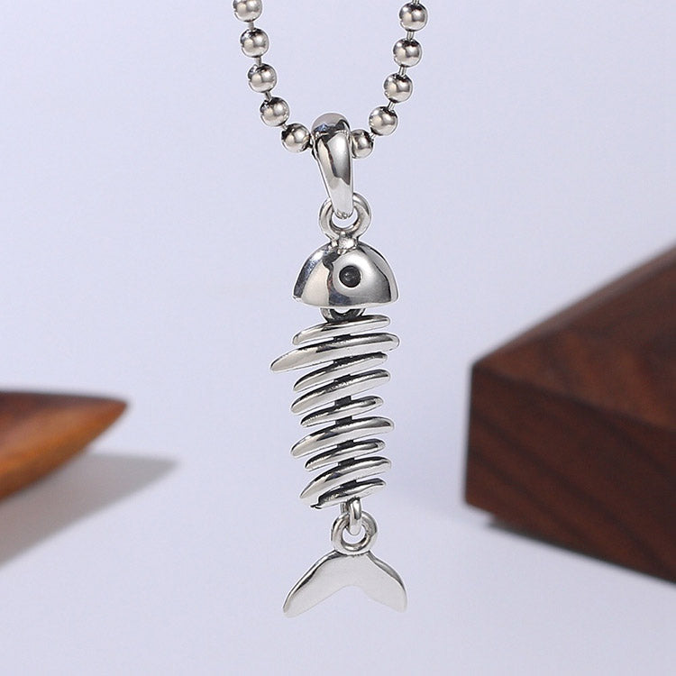 Handcrafted Fish Bone S925 Sterling Silver Pendant