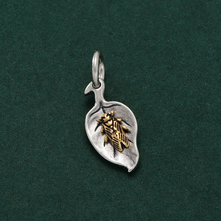 Handcrafted Golden Toad on A Leaf S925 Sterling Silver Pendant