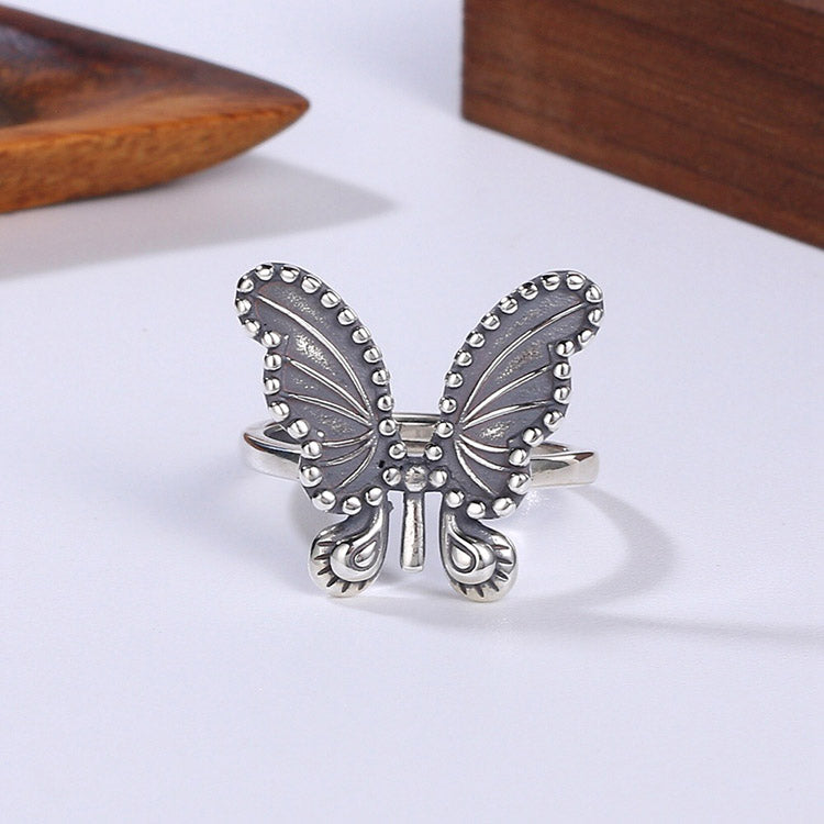 Handcrafted Butterfly S925 Sterling Silver Adjustable Ring