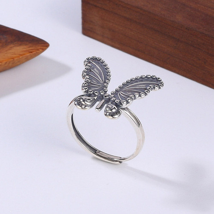 Handcrafted Butterfly S925 Sterling Silver Adjustable Ring