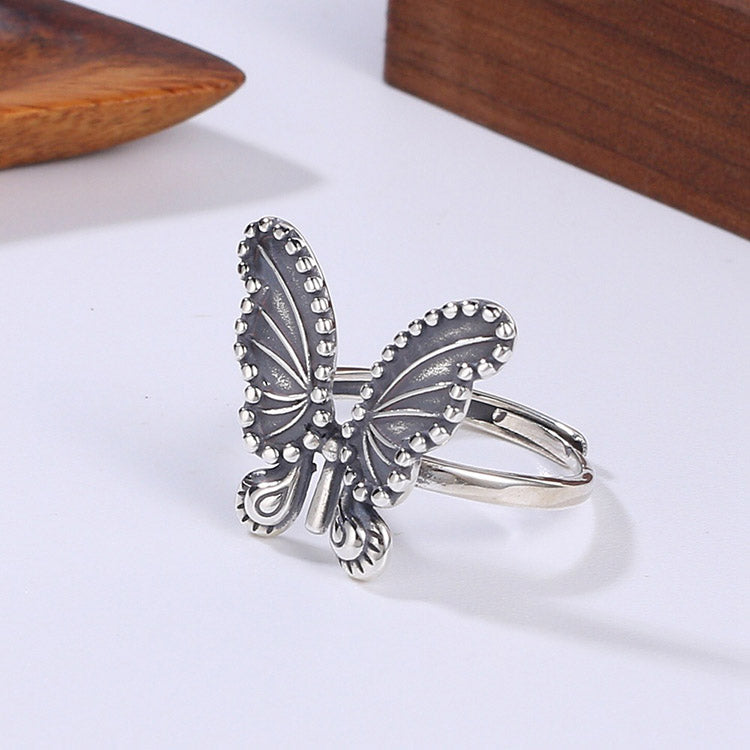 Handcrafted Butterfly S925 Sterling Silver Adjustable Ring