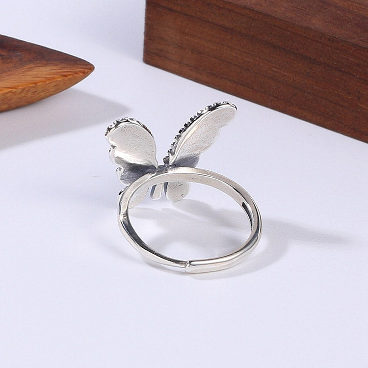 Handcrafted Butterfly S925 Sterling Silver Adjustable Ring