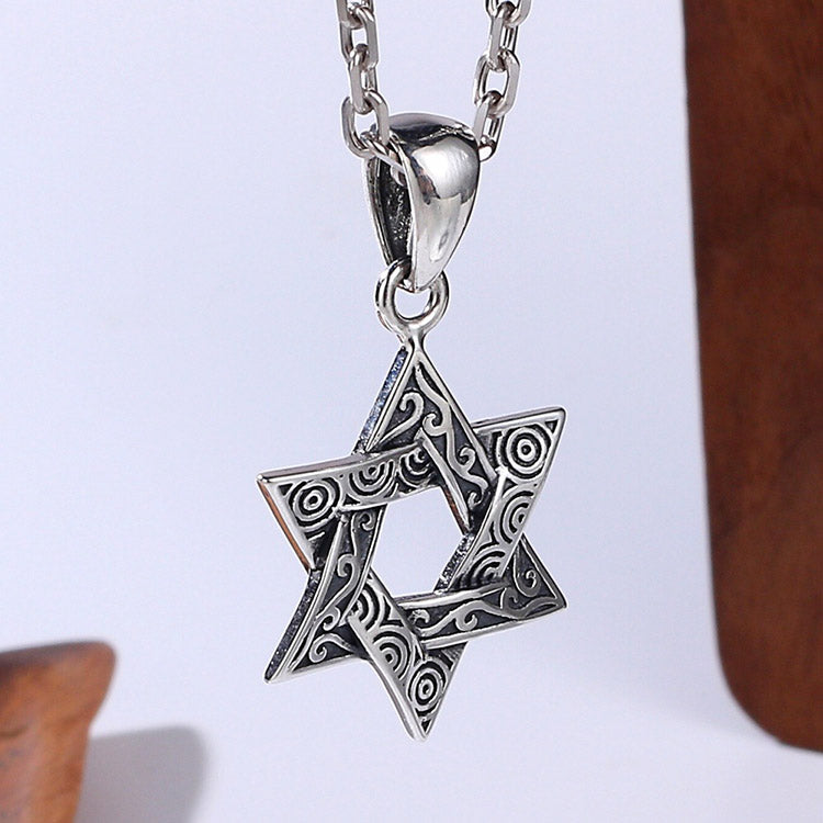 Handcrafted Hexagram S925 Sterling Silver Pendant