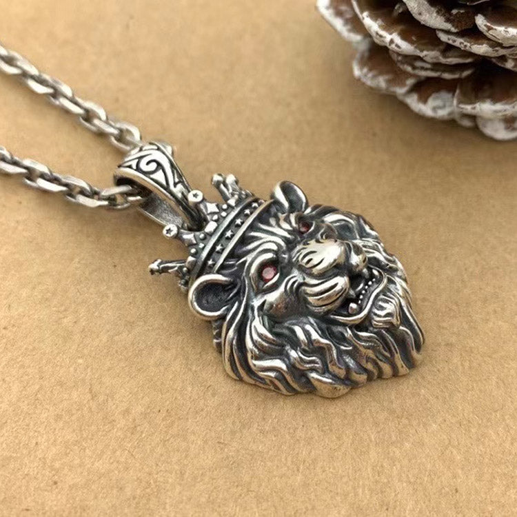 Handcrafted Lion's Head S925 Sterling Silver Pendant