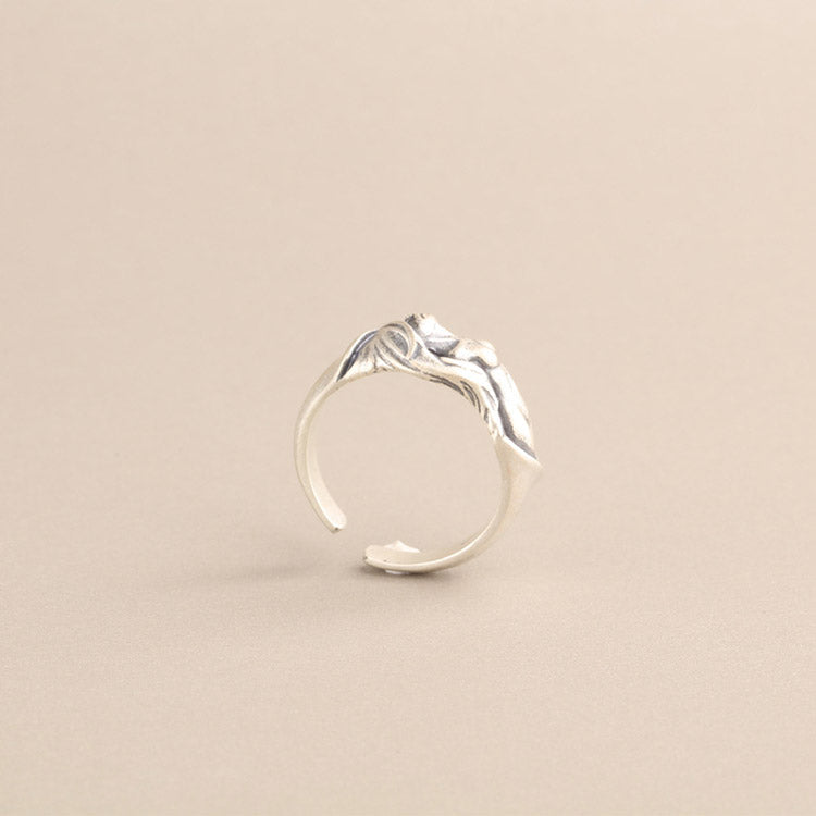 Handcrafted Naked Women S925 Sterling Silver Adjustable Ring