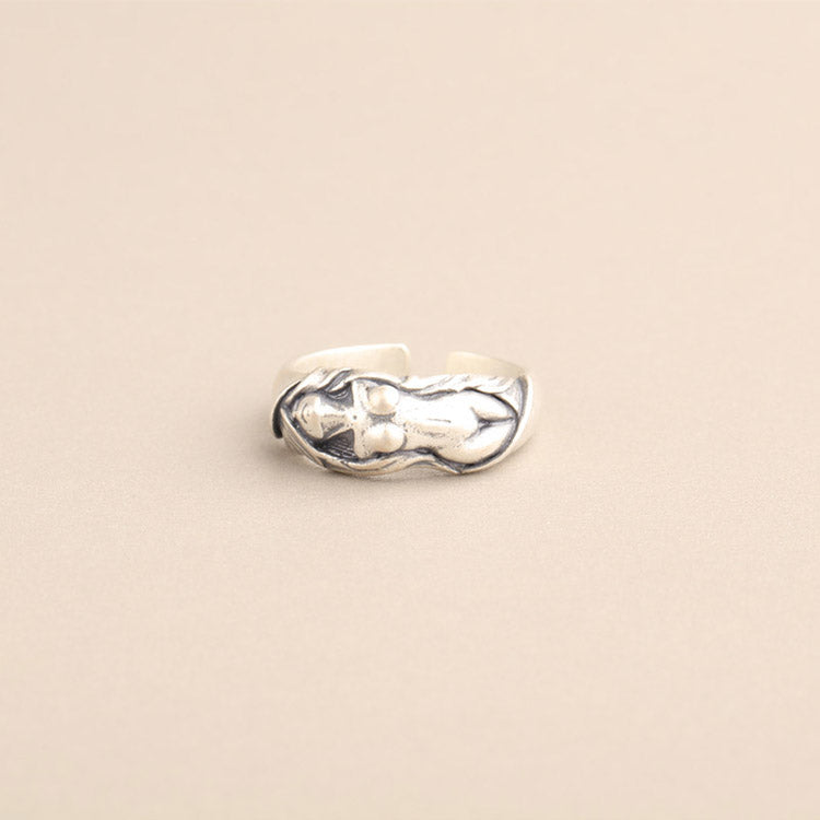 Handcrafted Naked Women S925 Sterling Silver Adjustable Ring