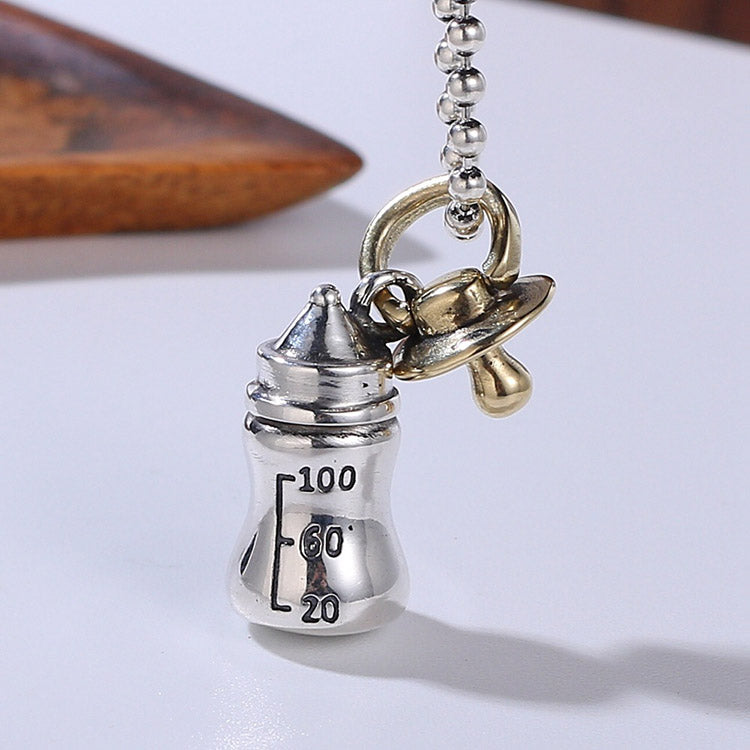 Handcrafted Nursing Bottle S925 Sterling Silver Pendant