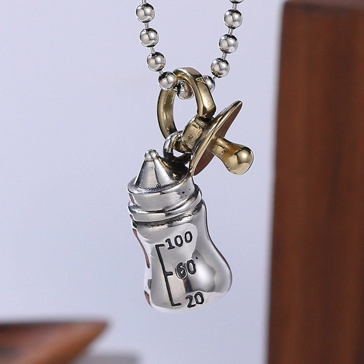 Handcrafted Nursing Bottle S925 Sterling Silver Pendant