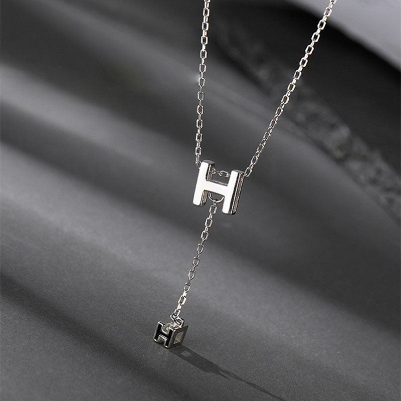 S925 Silver Sterling Letter H Necklace for Women