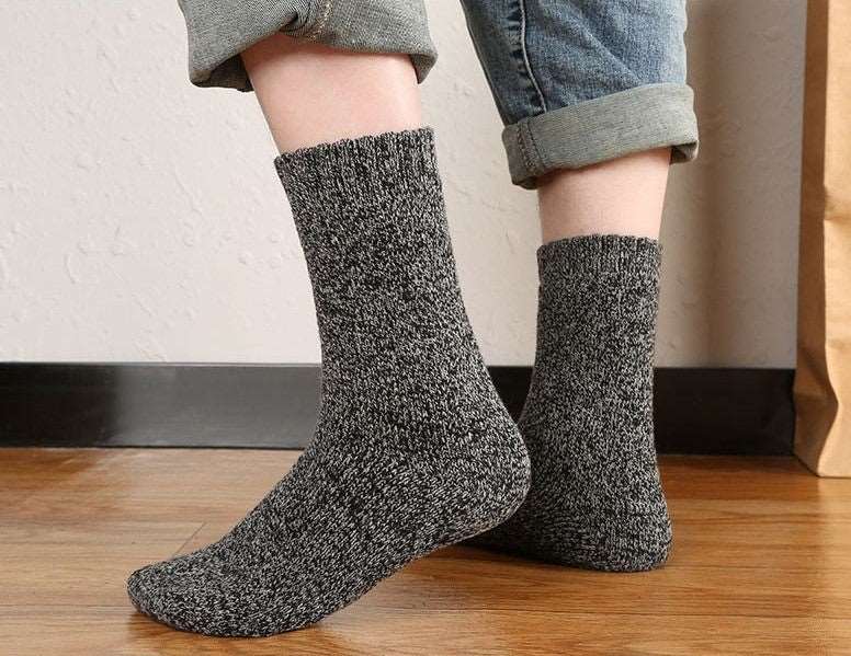 5 pairs Winter Male Thickening Warm Socks Casual Medium Tube Solid Color Cotton Socks Wool Socks Business Mature Man Home Socks