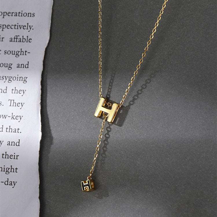 S925 Silver Sterling Letter H Necklace for Women