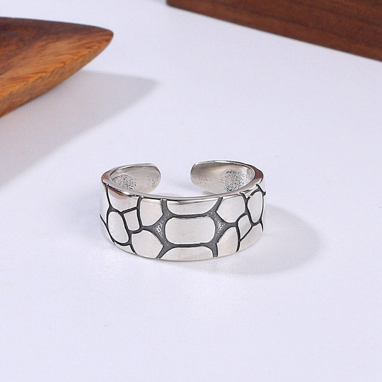 Handcrafted Snake Skin S925 Sterling Silver Adjustable Ring