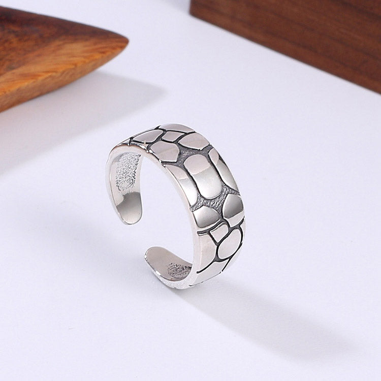 Handcrafted Snake Skin S925 Sterling Silver Adjustable Ring