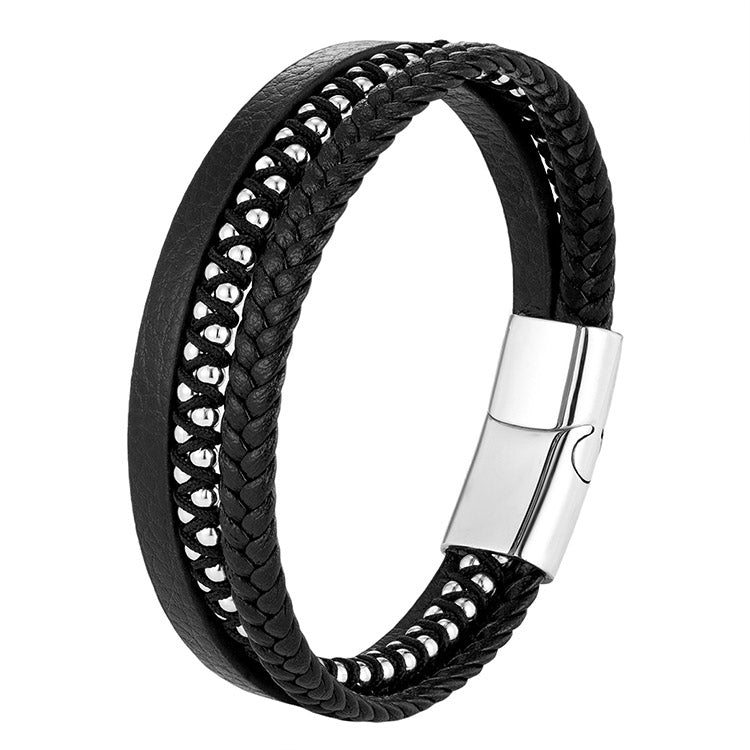 Stainless Steel Genuine Leather Bracelet