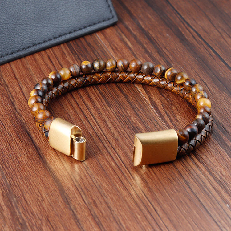 Tiger Stone Multi-layer Woven Bracelet for Men