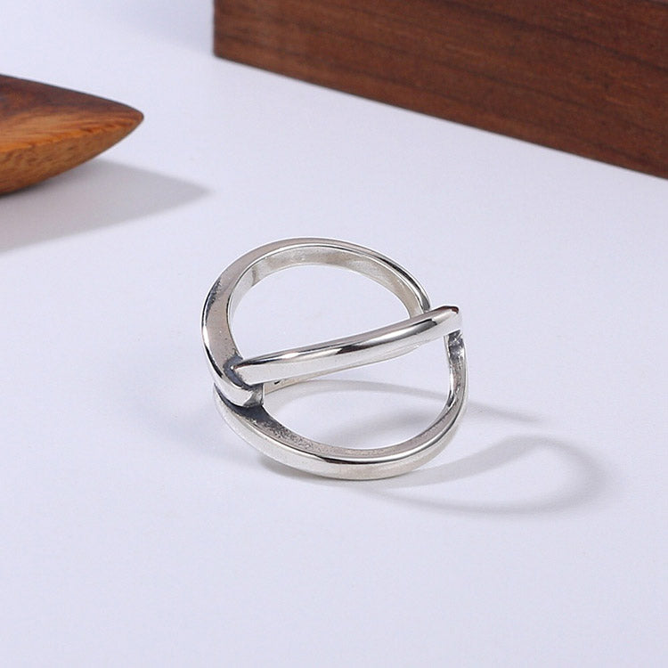 Handcrafted Twine S925 Sterling Silver Adjustable Ring