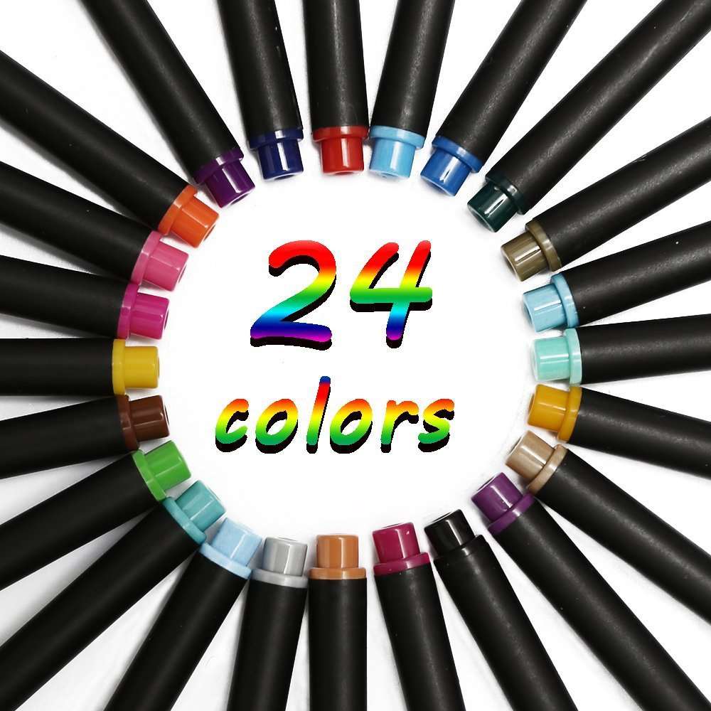 24 Pcs Planner Pens Colored Pens Set with 24 Colors Fineliner Color Pens 0.4mm Fine Tip Pen Drawing Journal Pens for Students Adults