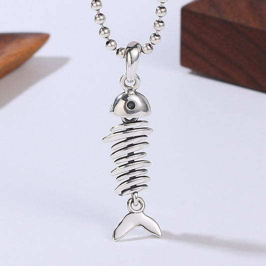 Handcrafted Fish Bone S925 Sterling Silver Pendant