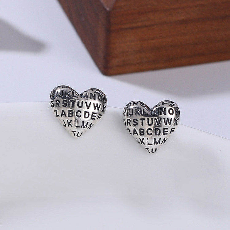 Handcrafted English Letter S925 Sterling Silver Stud Earrings