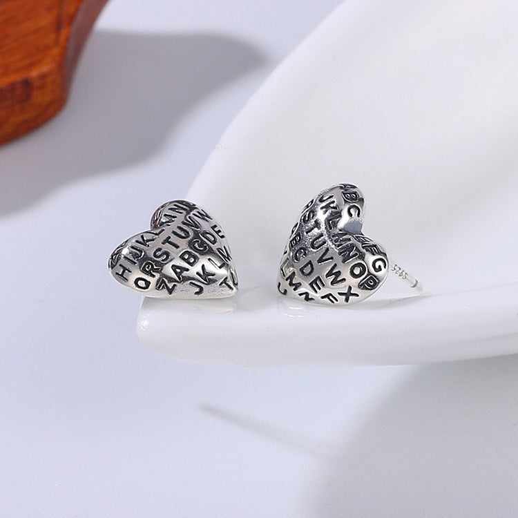 Handcrafted English Letter S925 Sterling Silver Stud Earrings