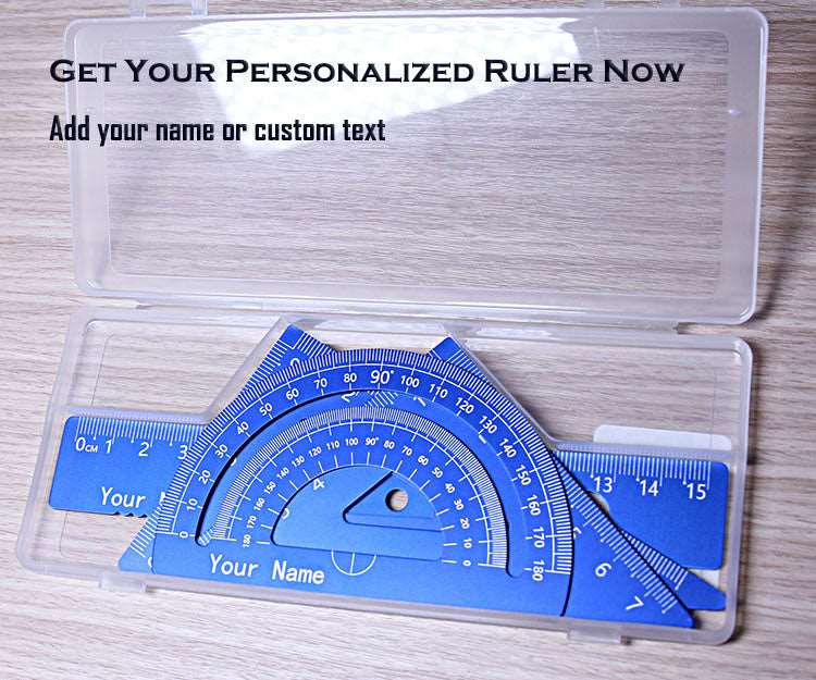 Personalized Name Ruler Kit Aluminum Metal Ruler for Students Adults with Centimeters and Inches Kids Ruler for School Laser Print Your Name