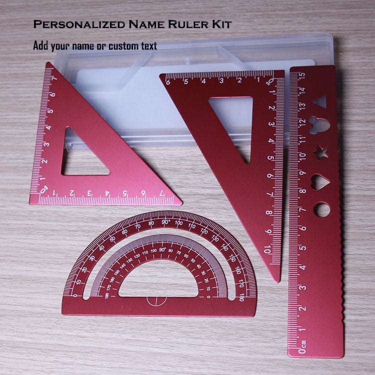 Personalized Name Ruler Kit Aluminum Metal Ruler for Students Adults with Centimeters and Inches Kids Ruler for School Laser Print Your Name