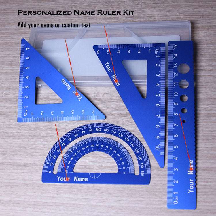 Personalized Name Ruler Kit Aluminum Metal Ruler for Students Adults with Centimeters and Inches Kids Ruler for School Laser Print Your Name