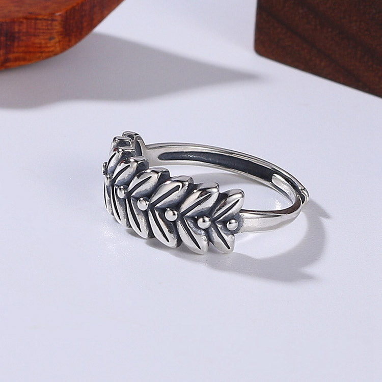 Handcrafted Wheat S925 Sterling Silver Adjustable Ring