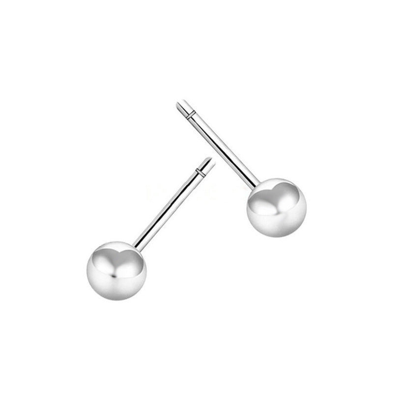 2 Pairs of S925 Silver Earrings Girl's Earrings Men's Earrings Round Ball Earrings Studs