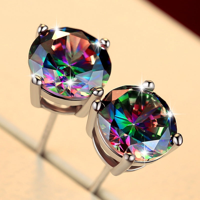 2 Pack of Unisex Rainbow Color Earrings Studs