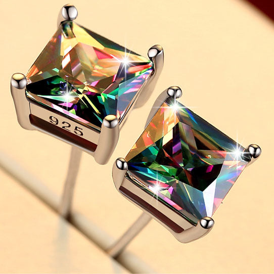 2 Pack of Unisex Rainbow Color Earrings Studs