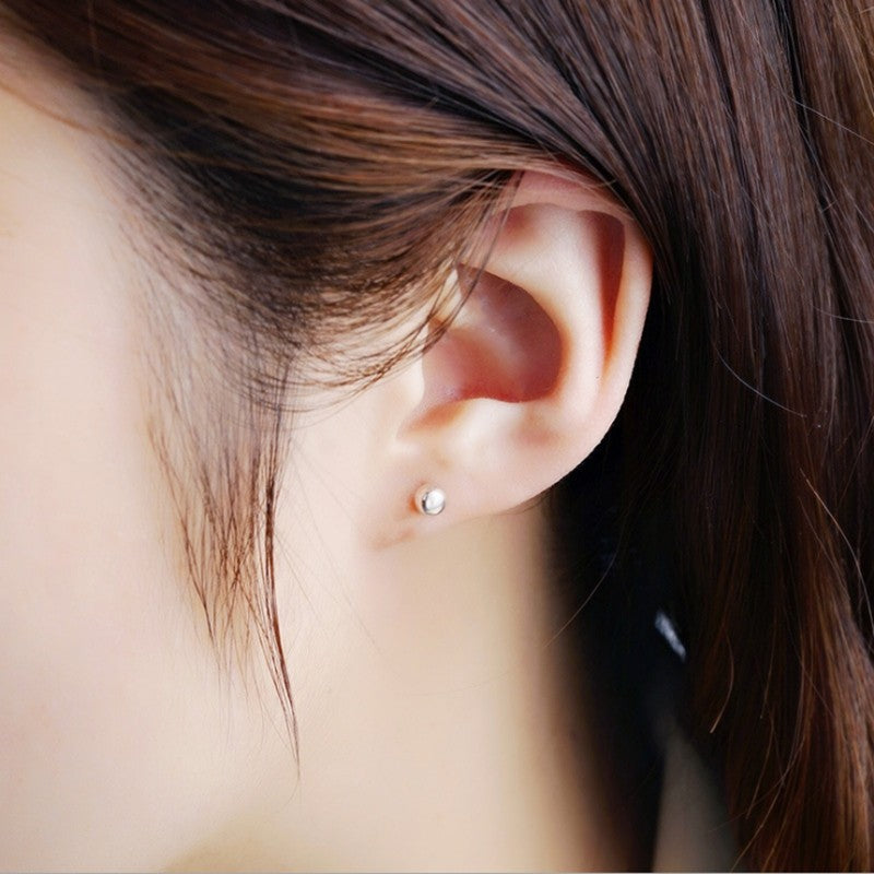 2 Pairs of S925 Silver Earrings Girl's Earrings Men's Earrings Round Ball Earrings Studs