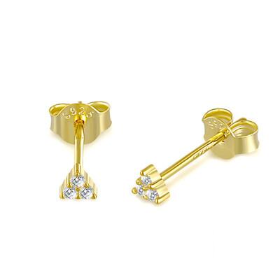 S925 Silver Zircon Triangle Stud Earrings