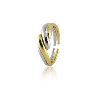 Wave Ring Two Seperated Ring Be Together as One with Two Colors